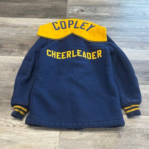 Vintage 70s Copley Cheerleader Logo Patch Blue Women M Wool Blend Varsity Jacket - Picture 2 of 9